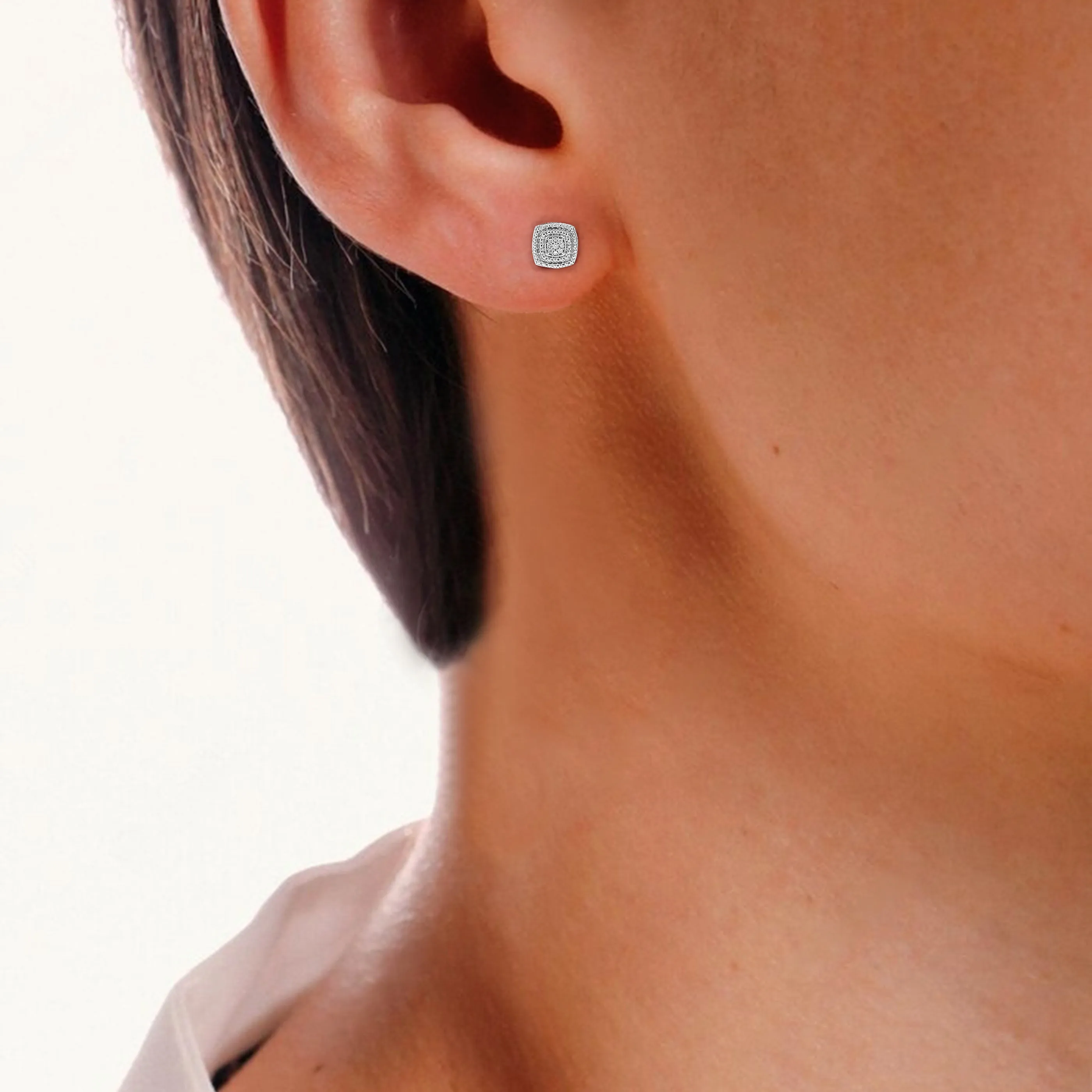 1/10 cttw Composite Lab Grown Diamond Stud Earrings in Silver