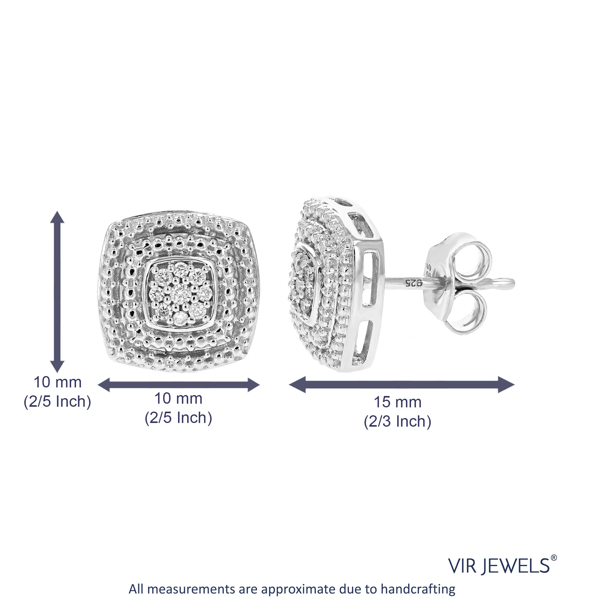 1/10 cttw Composite Lab Grown Diamond Stud Earrings in Silver
