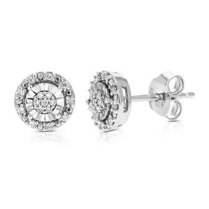 1/10 cttw Lab Grown Diamond Stud Earrings in .925 Sterling Silver