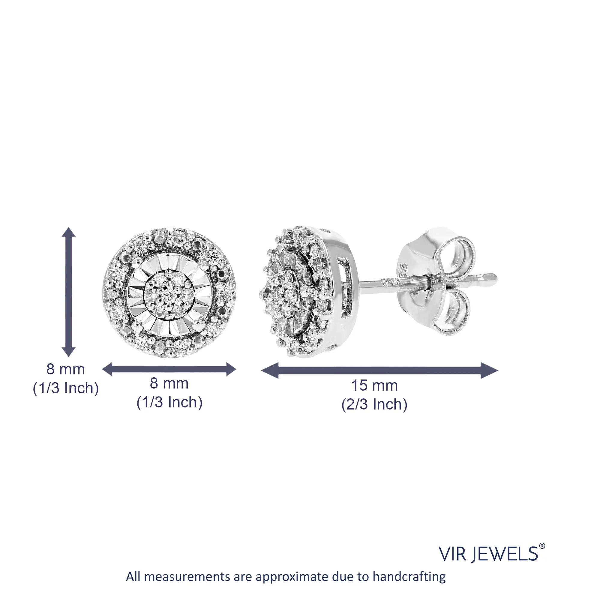 1/10 cttw Lab Grown Diamond Stud Earrings in .925 Sterling Silver
