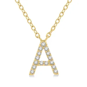 1/20 ctw Initial 'A' Round Cut Diamond Pendant With Chain in 10K Yellow Gold