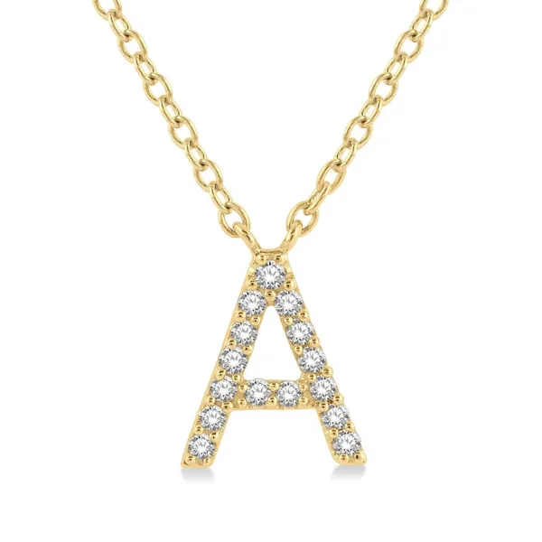 1/20 ctw Initial 'A' Round Cut Diamond Pendant With Chain in 10K Yellow Gold