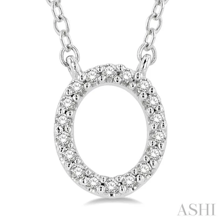 1/20 ctw Initial 'O' Round Cut Diamond Pendant With Chain in 14K White Gold