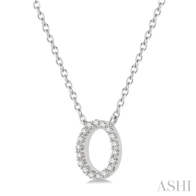 1/20 ctw Initial 'O' Round Cut Diamond Pendant With Chain in 14K White Gold