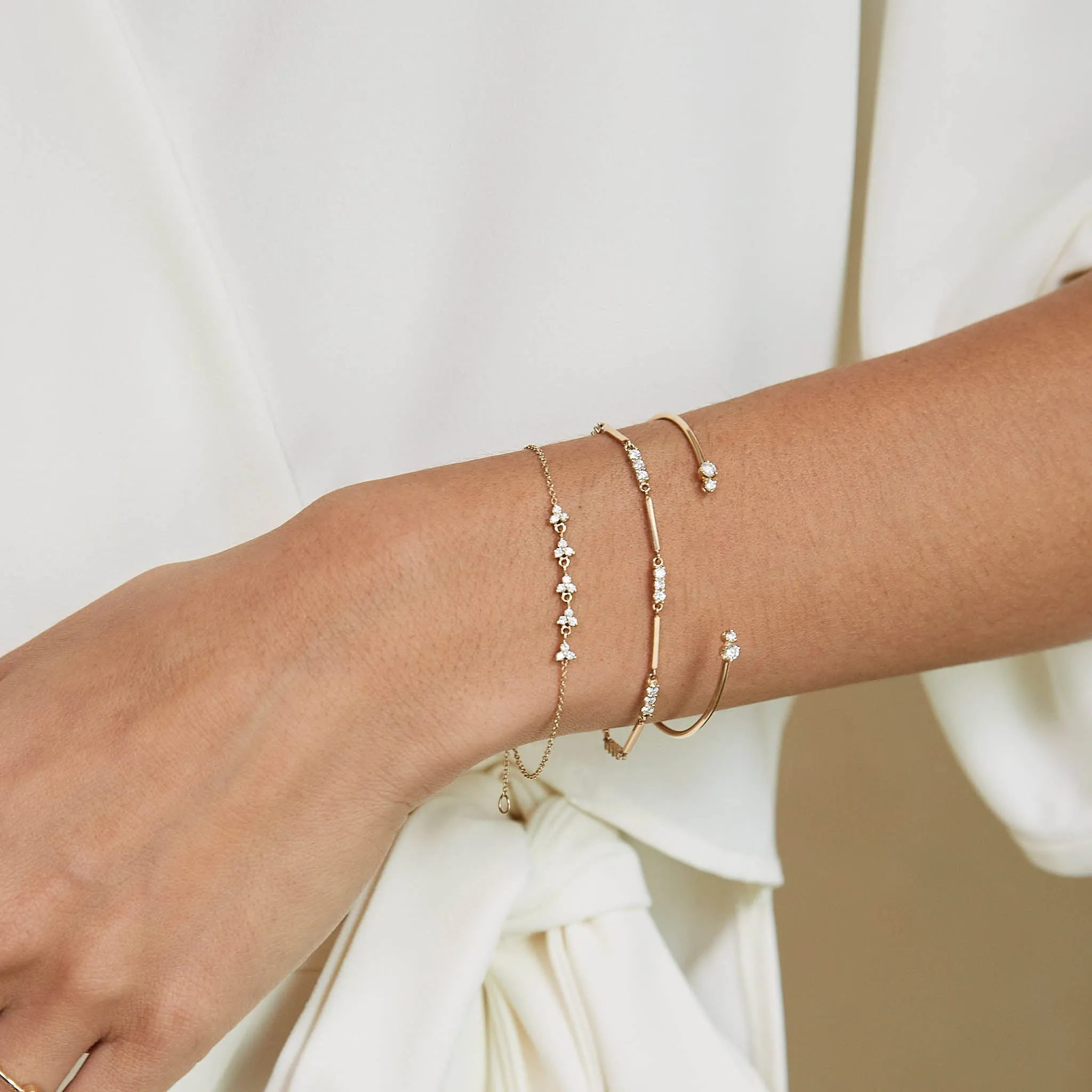 14k 5 Linked Diamond Trio Bracelet