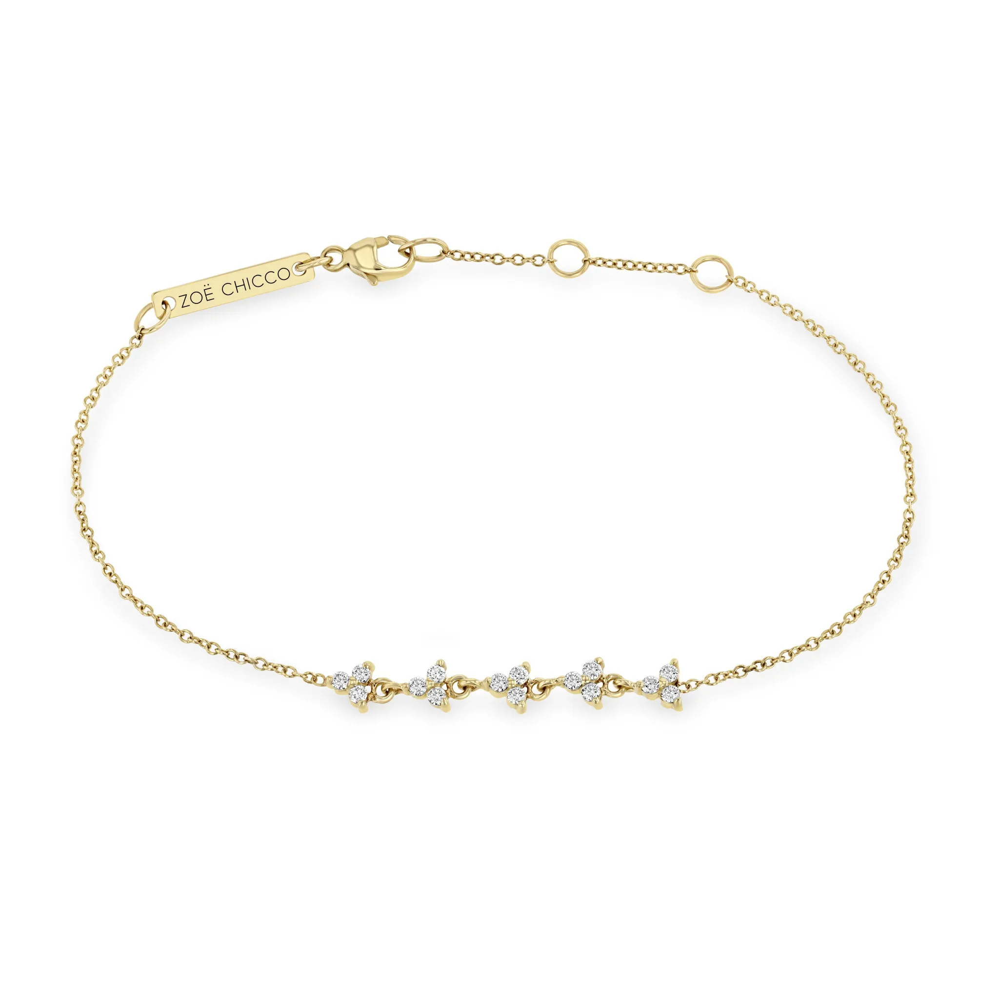 14k 5 Linked Diamond Trio Bracelet
