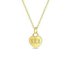 14k Gold Engravable Heart Tag ID Kids / Teen Pendant/Necklace