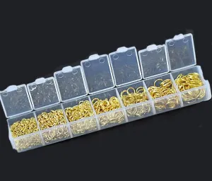 1780 Jump Rings Gold Plated Assorted Sizes in Handy Storage Box - JBOX2