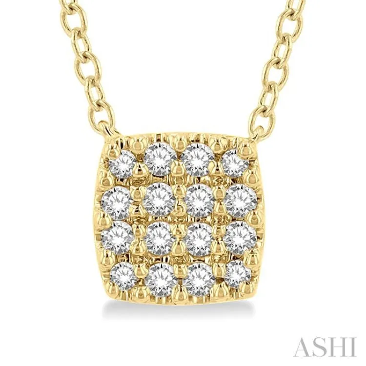 1/8 ctw Cushion Shape Round Cut Diamond Petite Fashion Pendant With Chain in 10K Yellow Gold