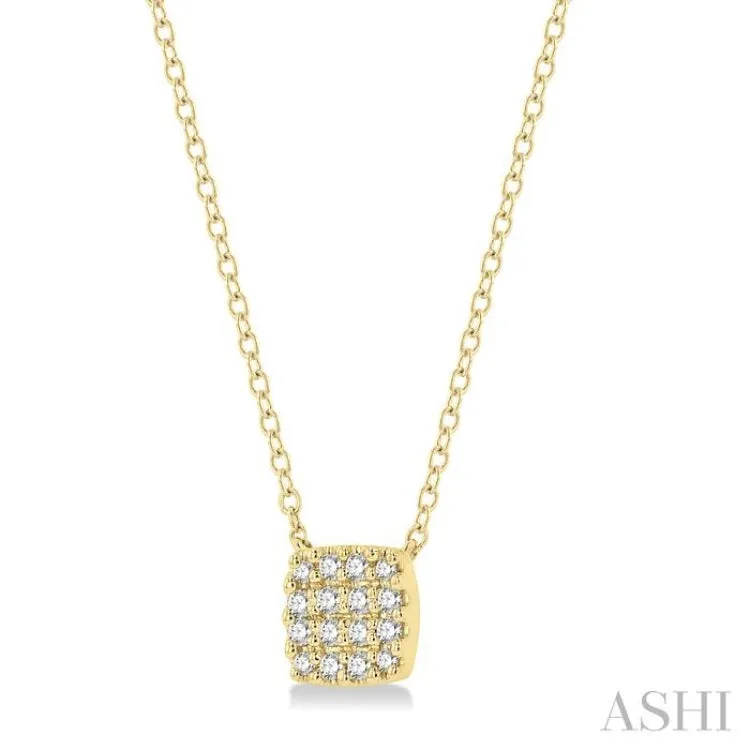 1/8 ctw Cushion Shape Round Cut Diamond Petite Fashion Pendant With Chain in 10K Yellow Gold