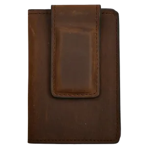 3D Belt Men's Distressed Brown Leather Money Clip Wallet DW62