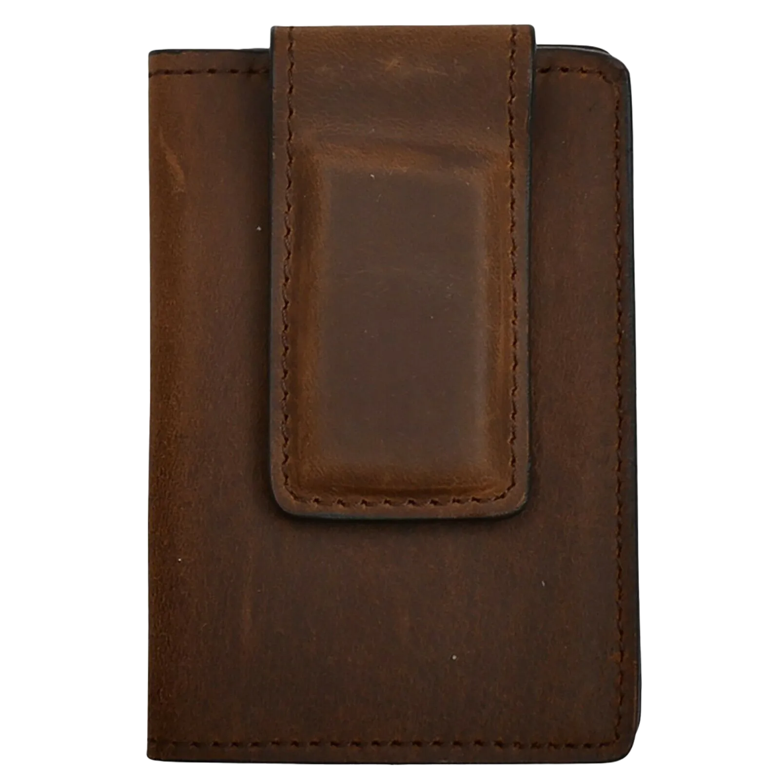 3D Belt Men's Distressed Brown Leather Money Clip Wallet DW62
