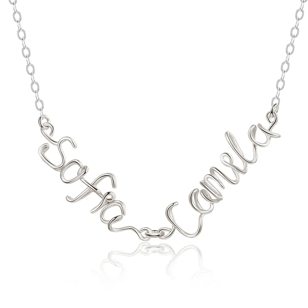 925 Silver Double Names Necklace
