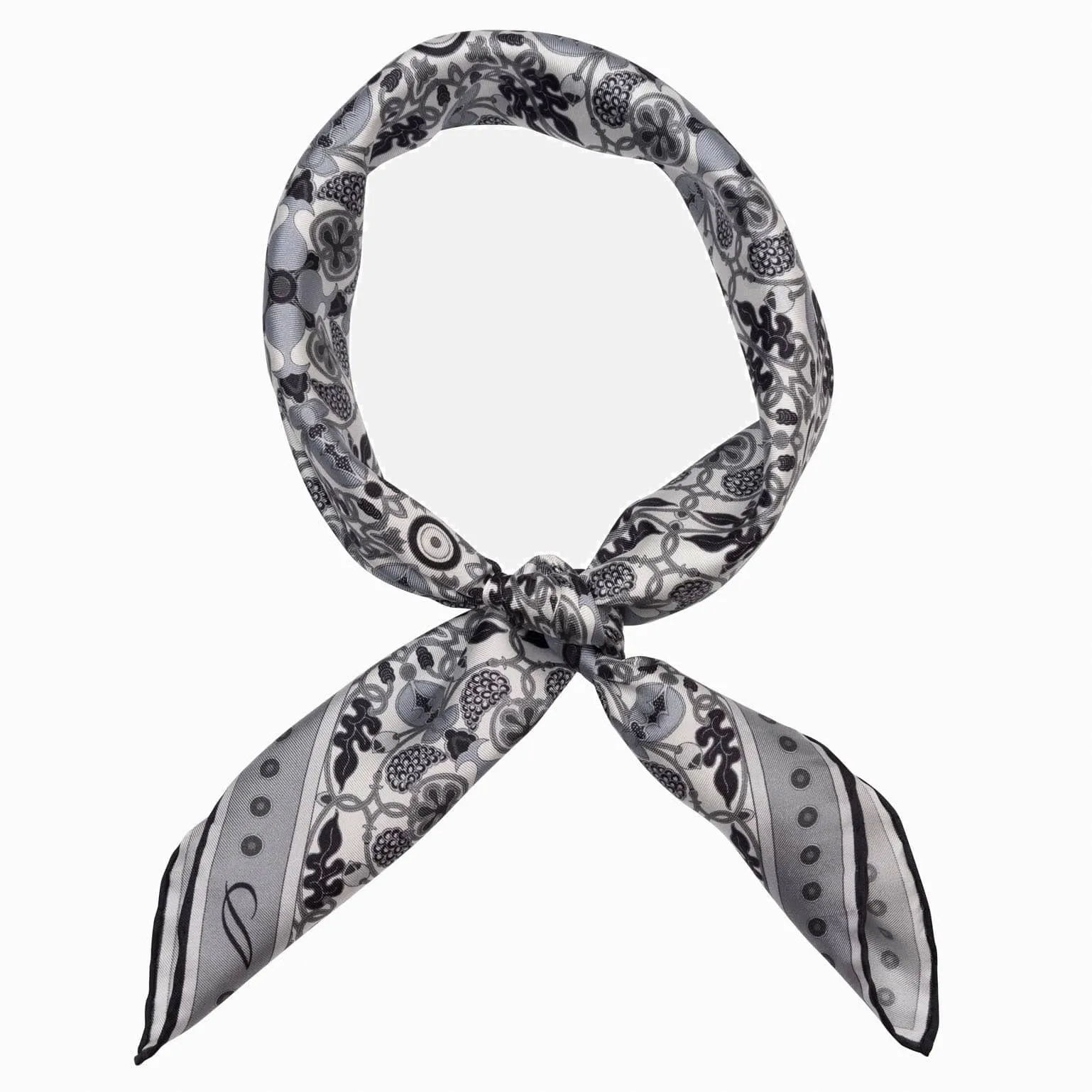 Barbaresco - Hand Rolled Silk Neckerchief - Grey