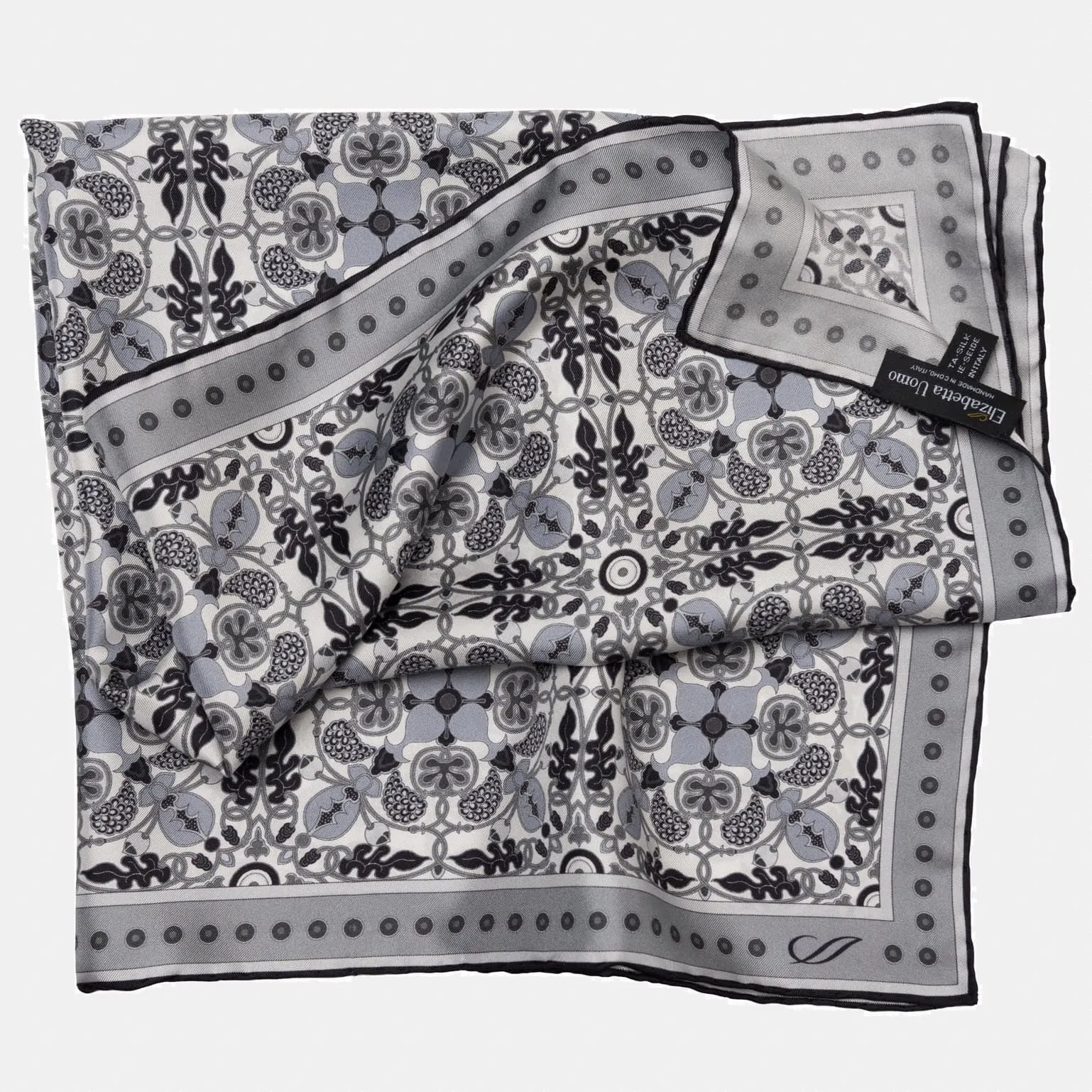 Barbaresco - Hand Rolled Silk Neckerchief - Grey
