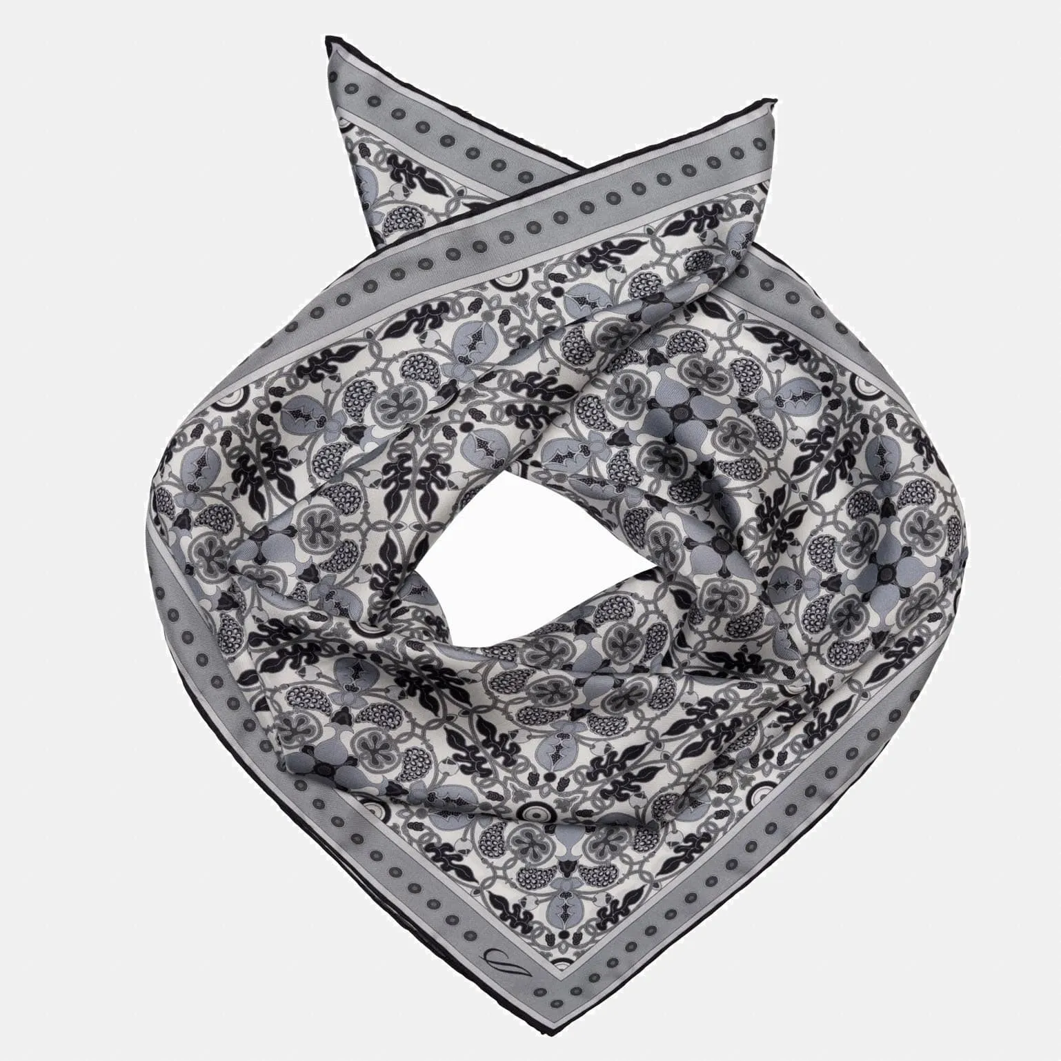 Barbaresco - Hand Rolled Silk Neckerchief - Grey