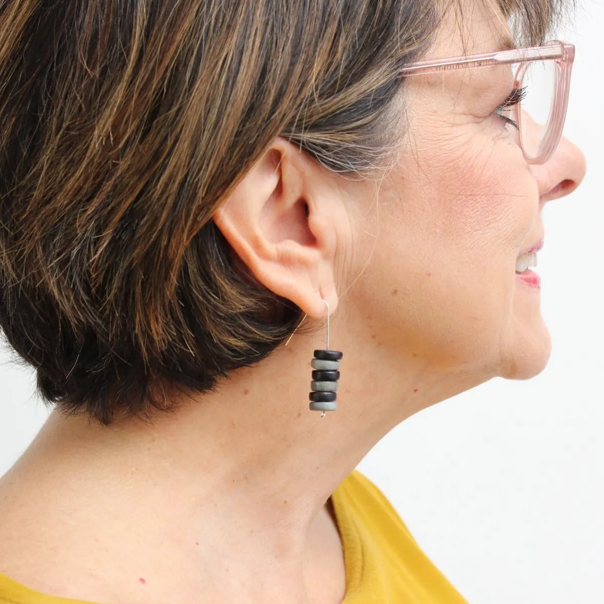 Black and Grey Zebra Wood Earrings