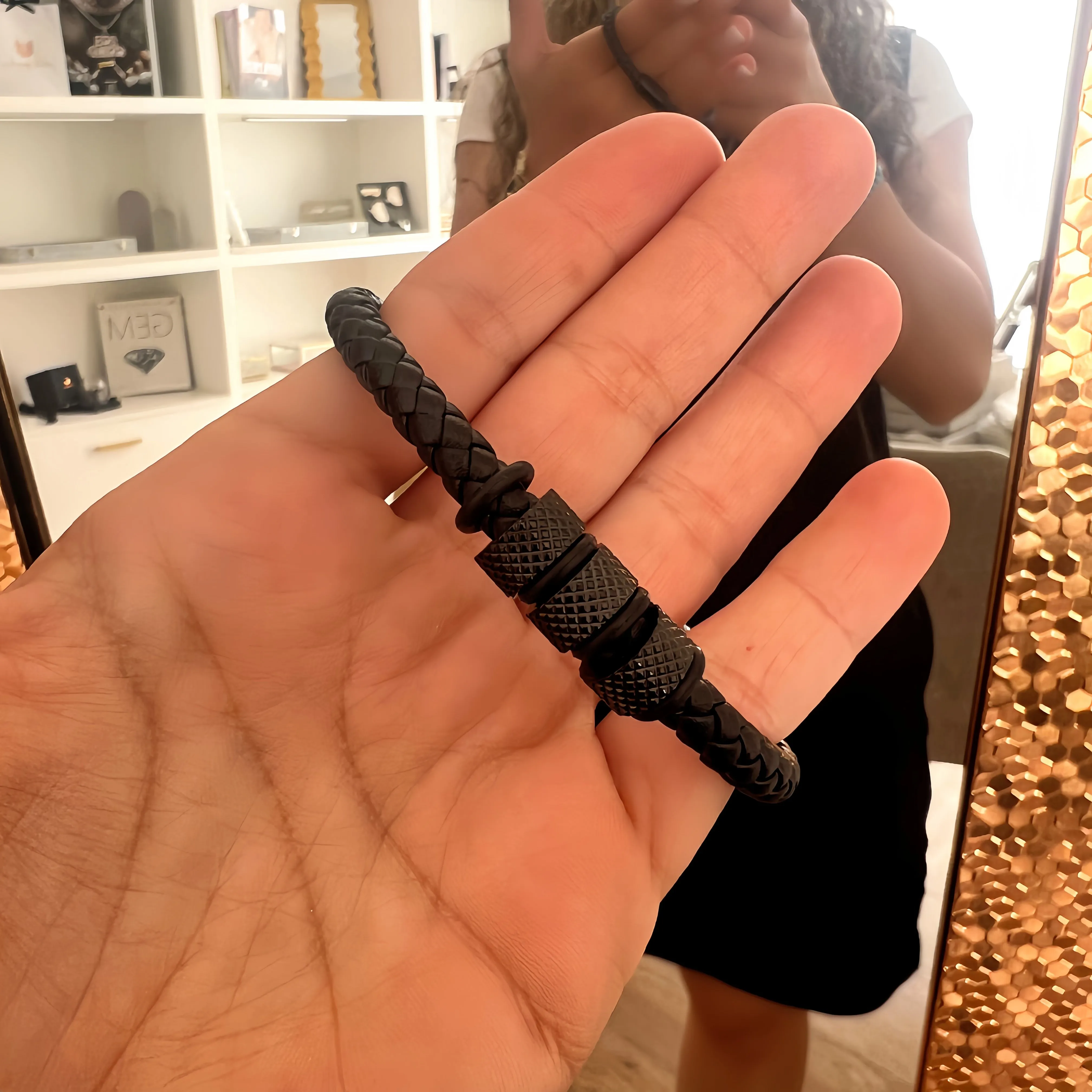 Black Braided Leather Bracelet