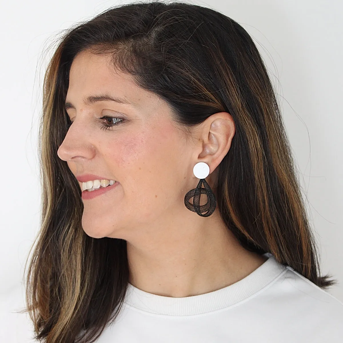 Black Mesh Abstract Earrings