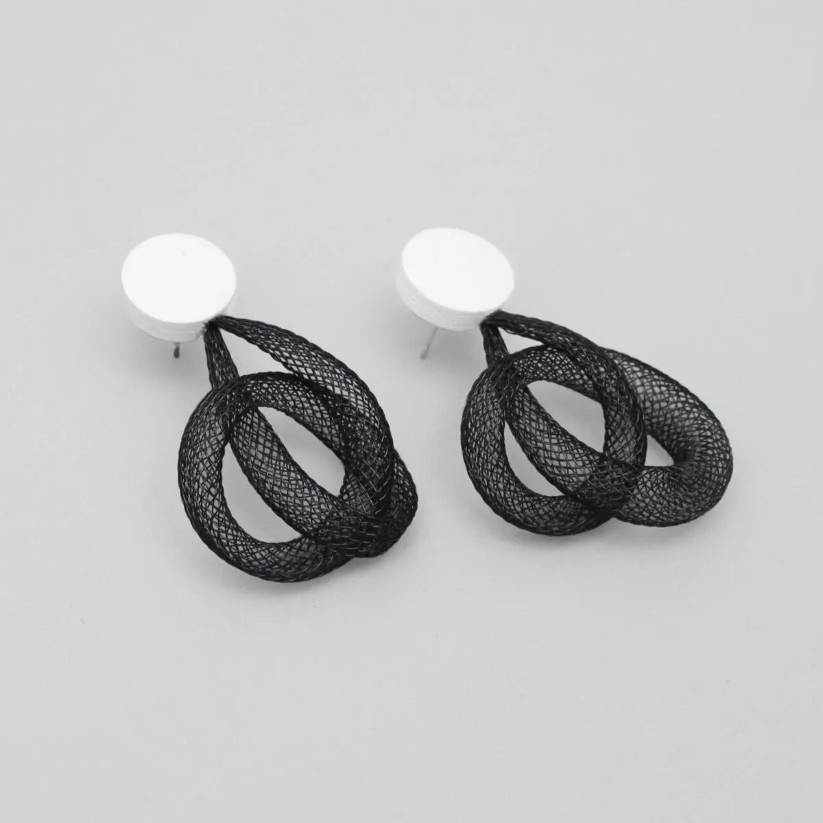 Black Mesh Abstract Earrings