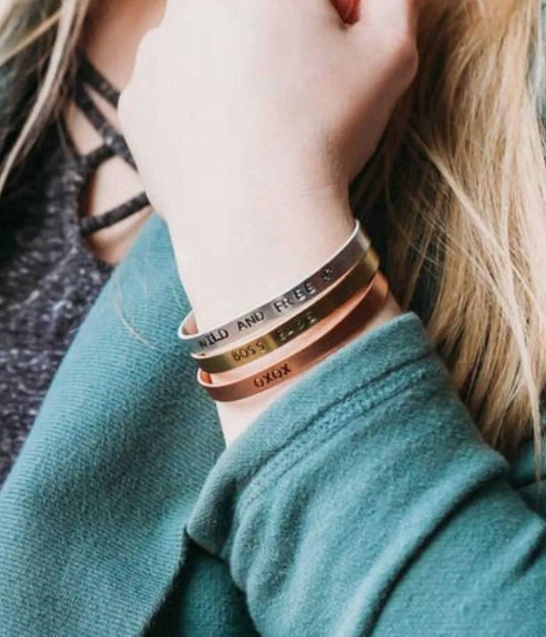 BLESSED Adjustable Brass Cuff Bracelet (Sku8339)