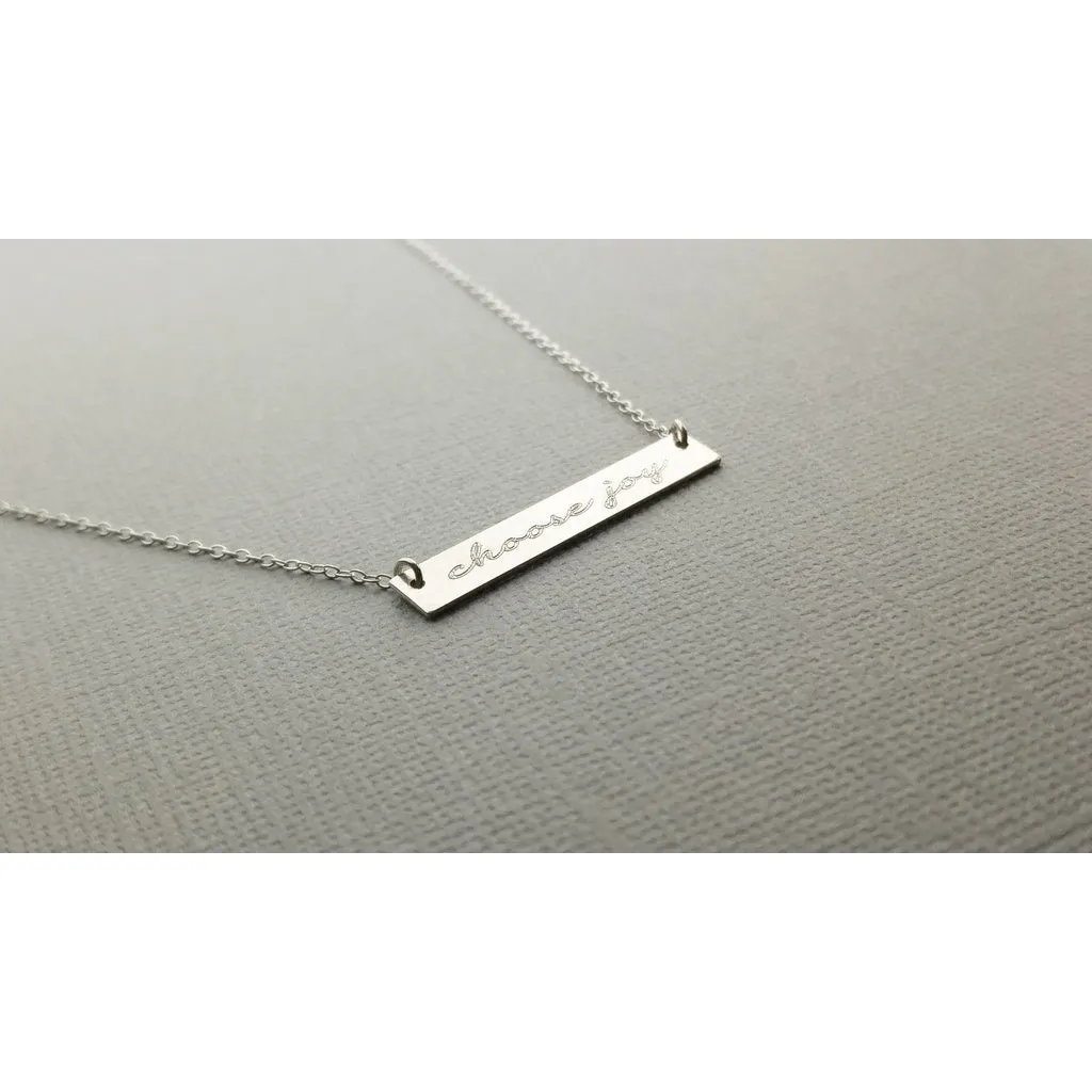 Choose Joy Bar Necklace, A Personalized Hand Stamped Necklace