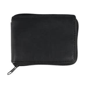CTM® Men's Lambskin Leather Zip Around Wallet
