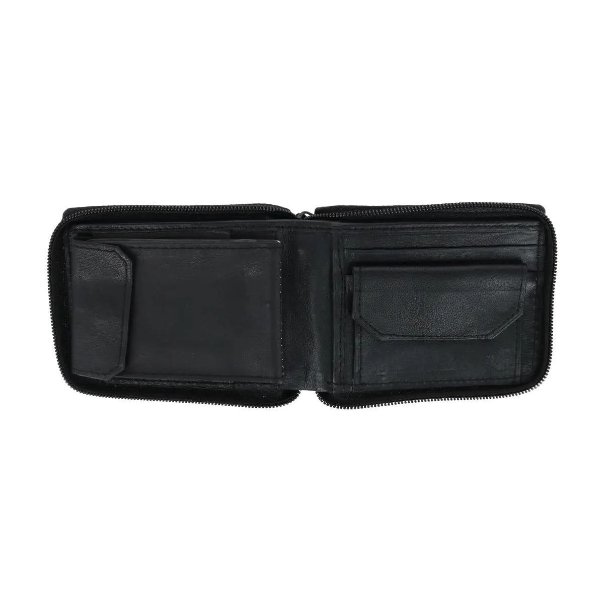 CTM® Men's Lambskin Leather Zip Around Wallet