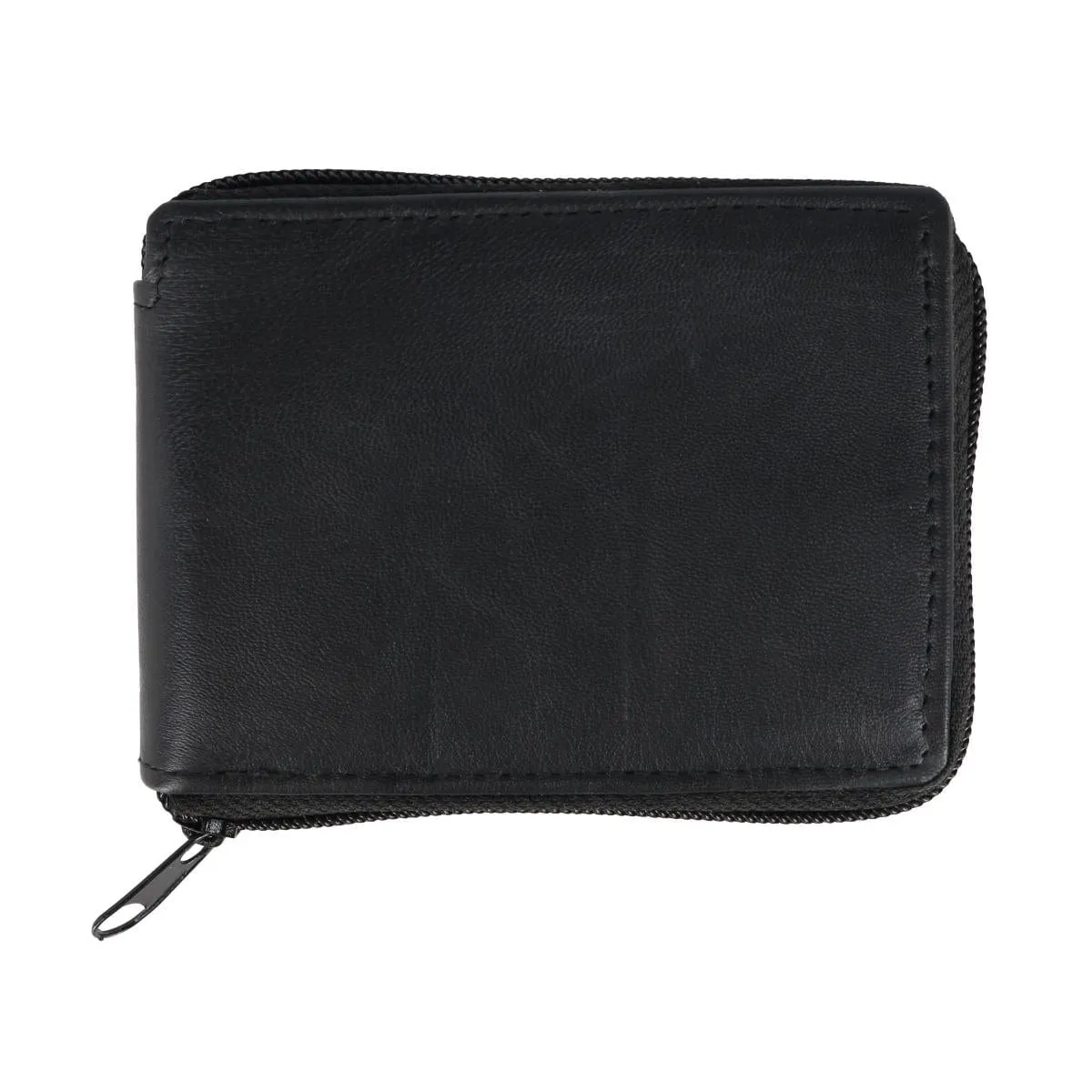 CTM® Men's Lambskin Leather Zip Around Wallet