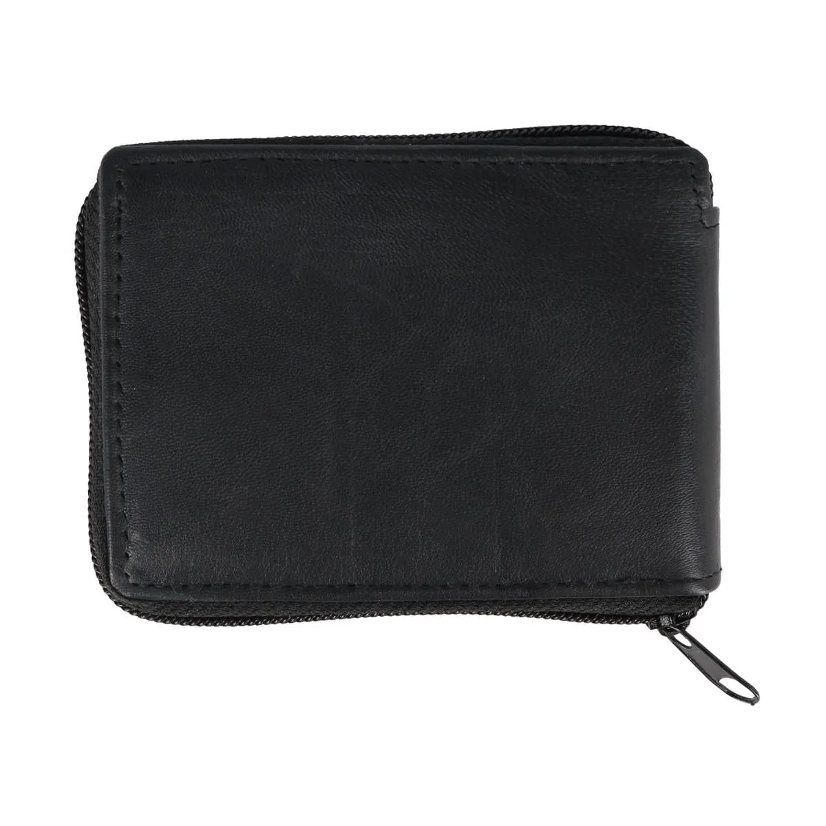 CTM® Men's Lambskin Leather Zip Around Wallet