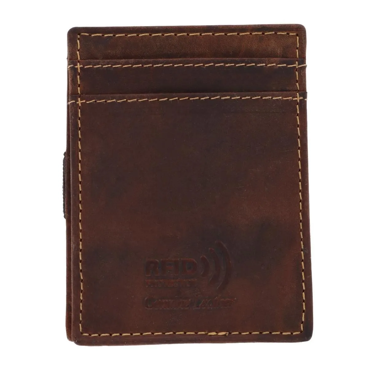 CTM® Men's Leather Front Pocket Wallet with Elastic Keeper