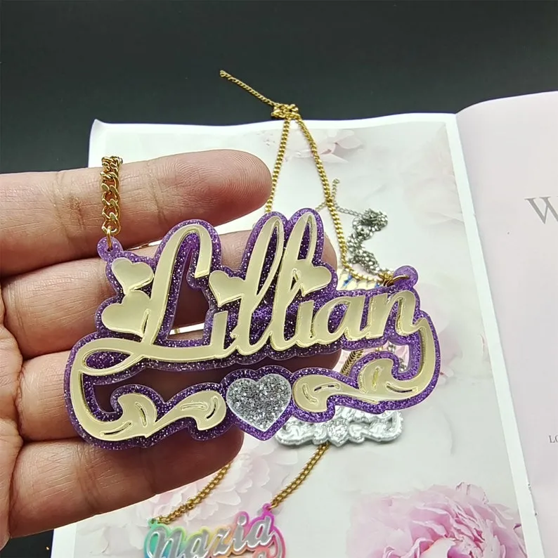 Custom Acrylic Colorful Name Necklace Gift For Her
