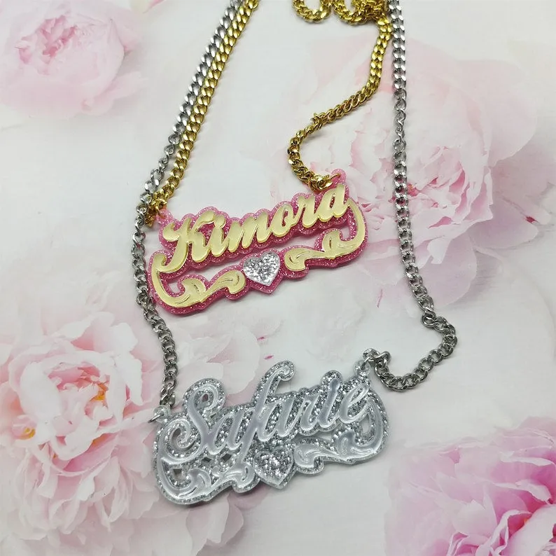 Custom Acrylic Colorful Name Necklace Gift For Her