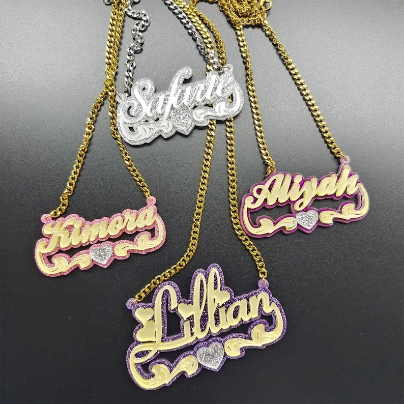 Custom Acrylic Colorful Name Necklace Gift For Her