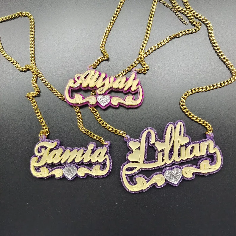 Custom Acrylic Colorful Name Necklace Gift For Her