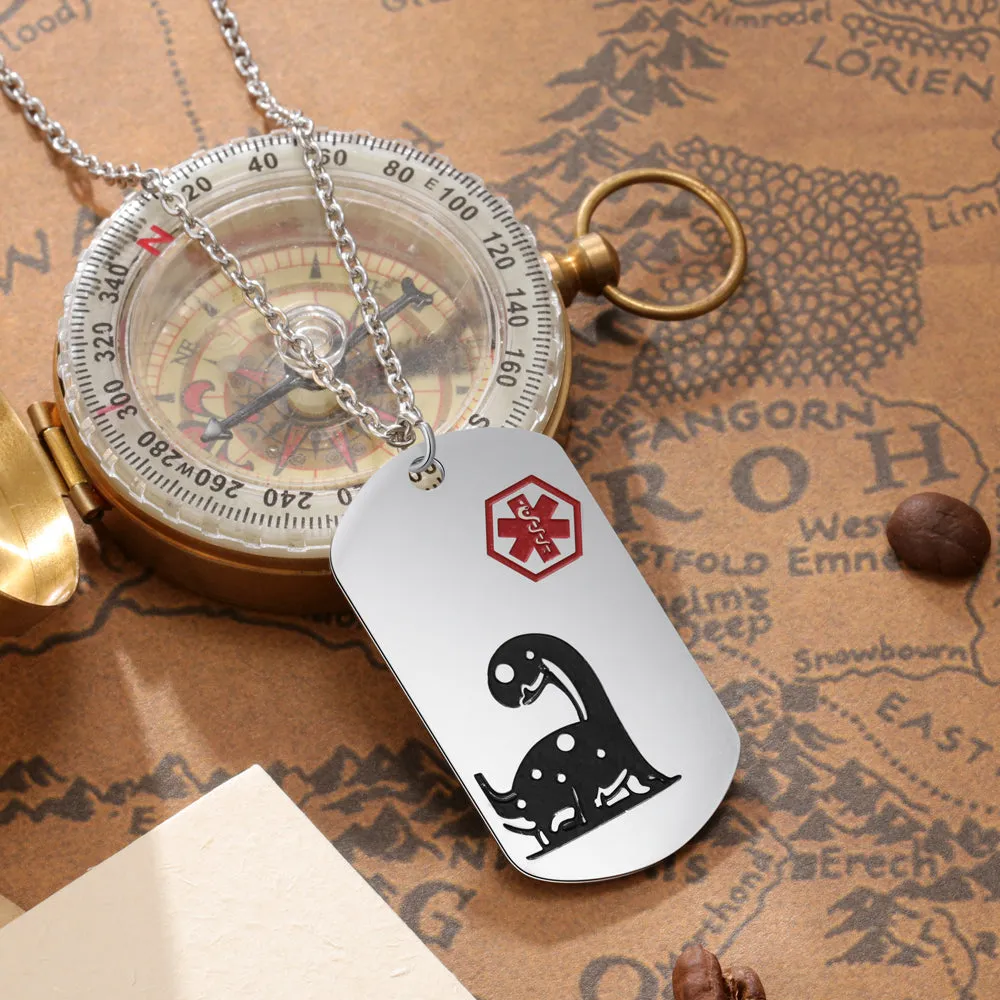 Custom Dinosaur Medical Necklace For Child