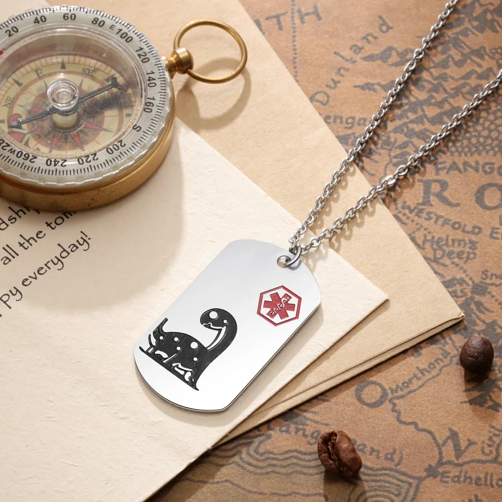 Custom Dinosaur Medical Necklace For Child