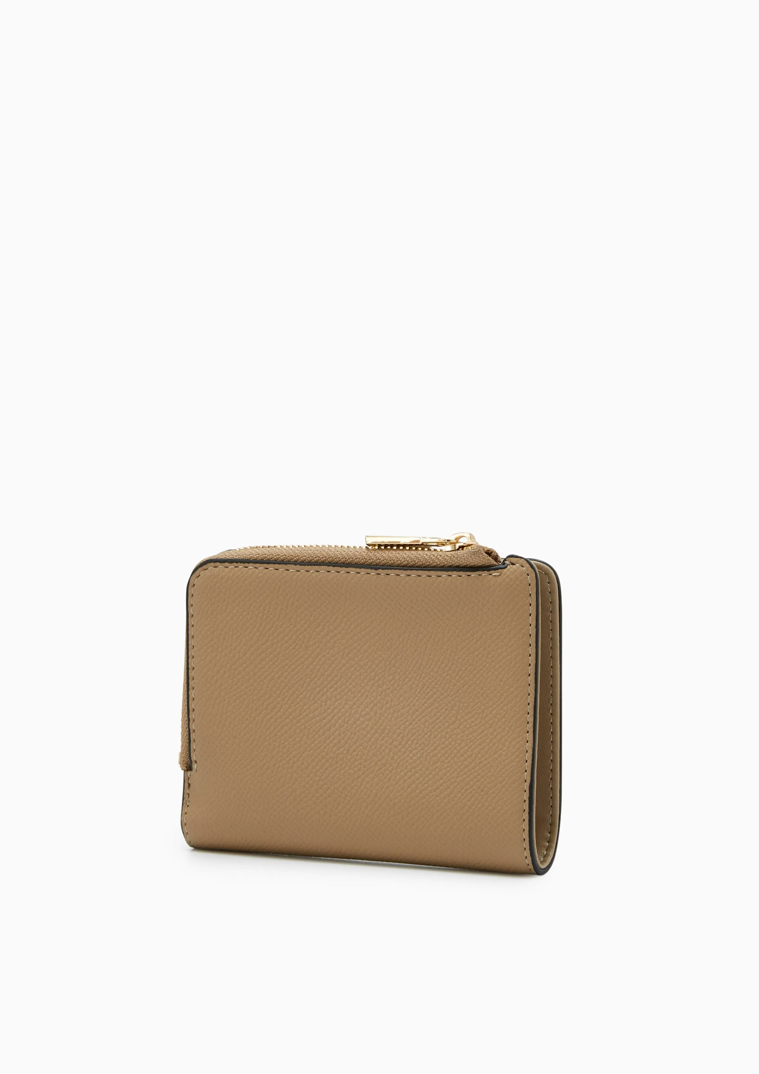 Double Zip Short Wallet Beige