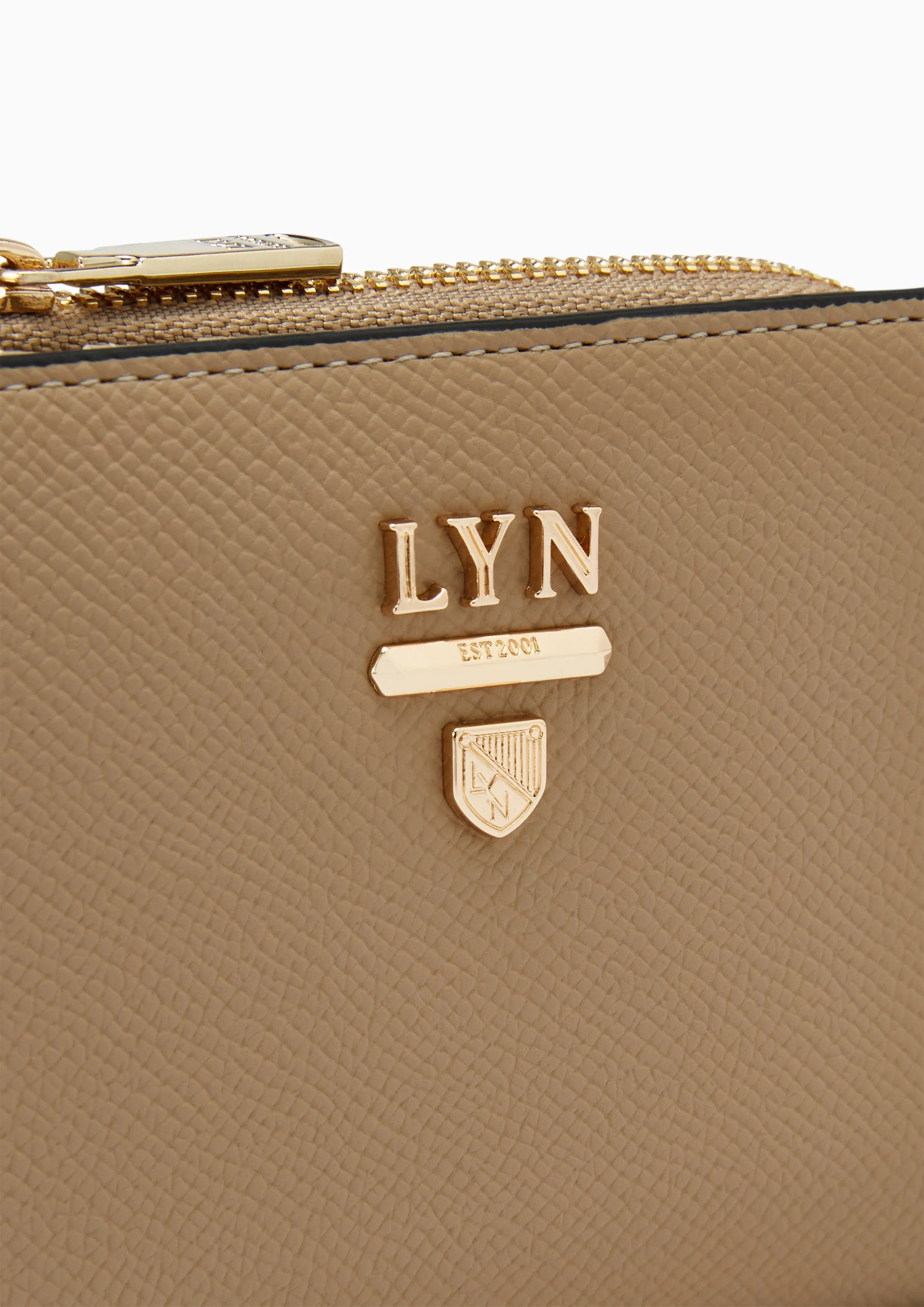 Double Zip Short Wallet Beige