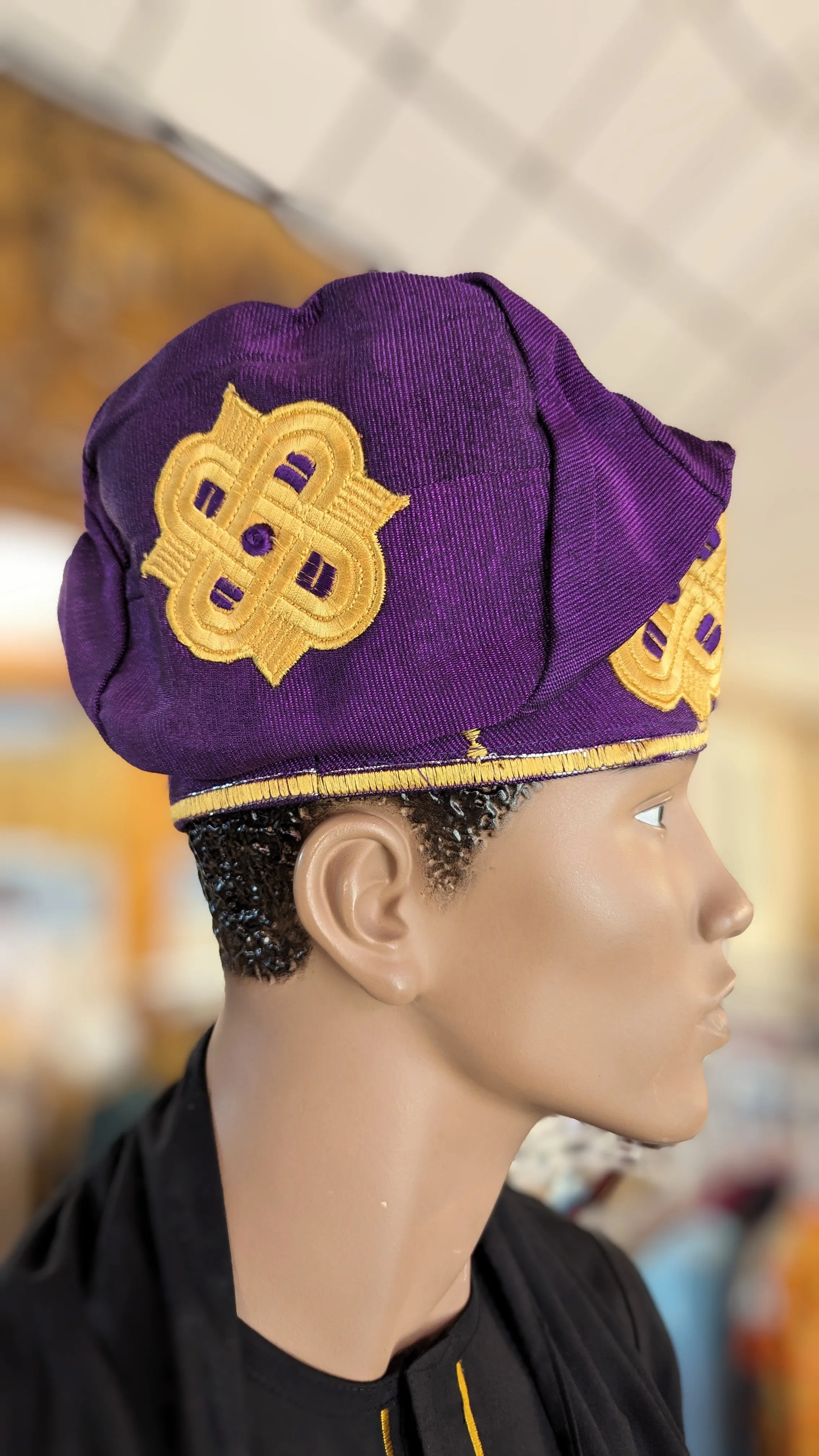 Dupsie's Eleburu African Aso Oke Fila Cap Kufi Hat DPAHPG5