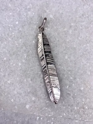 Etched Feather Charm - Silver