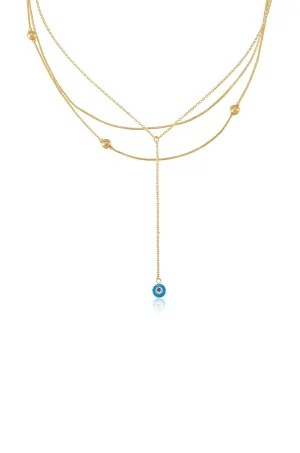 Evil Eye Layered Lariat Necklace Set