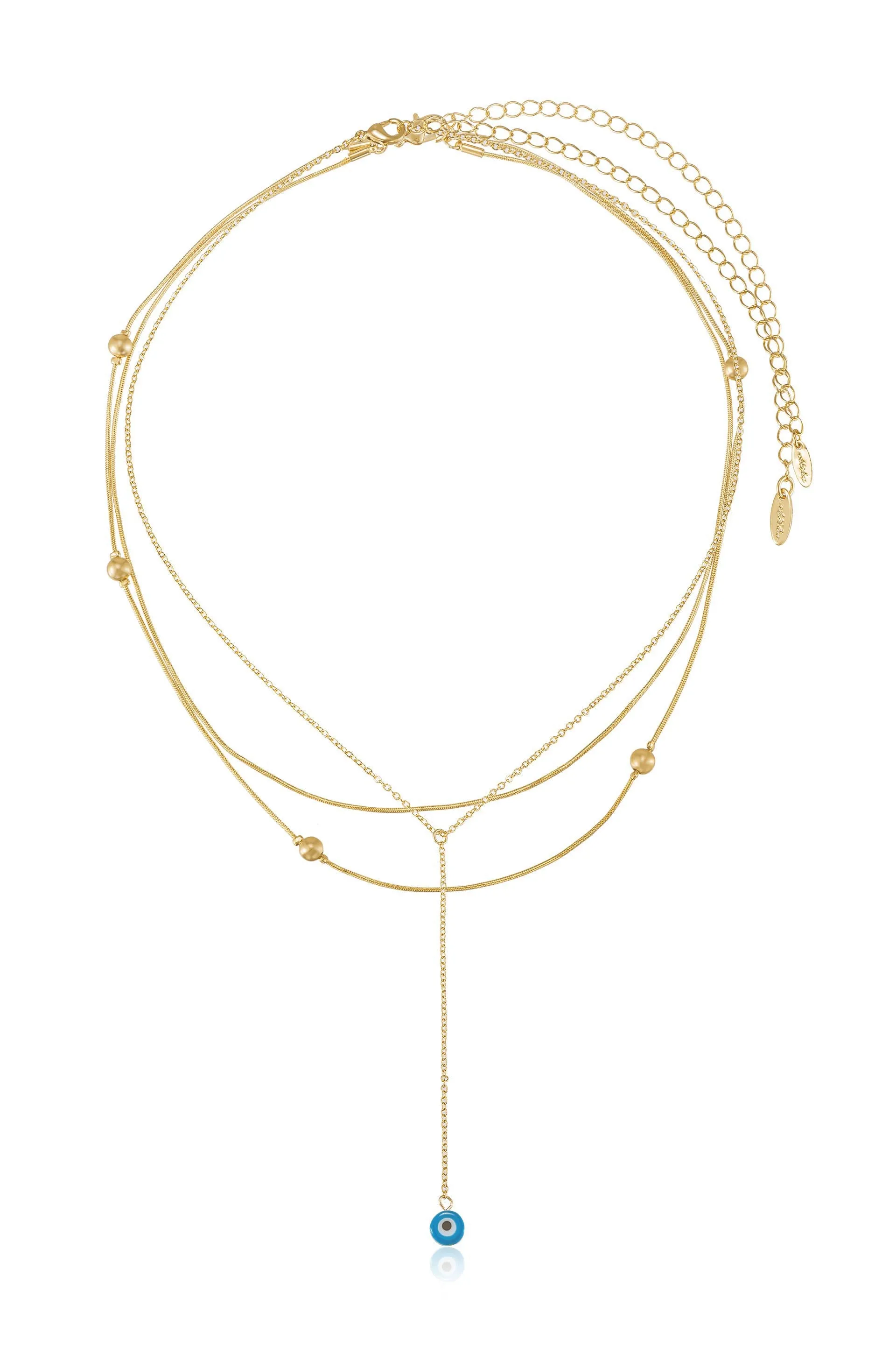 Evil Eye Layered Lariat Necklace Set