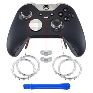 eXtremeRate Custom Matte Chrome Silver Design Button Accent Rings for Xbox One Elite Controller - XOJ130017GC