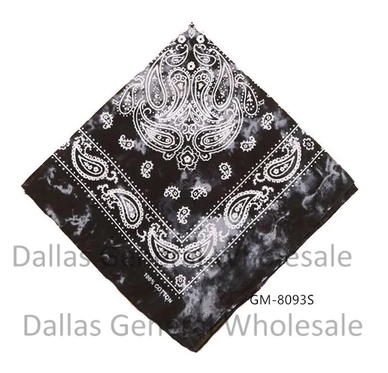 Fading Black Paisley Print Bandannas Wholesale