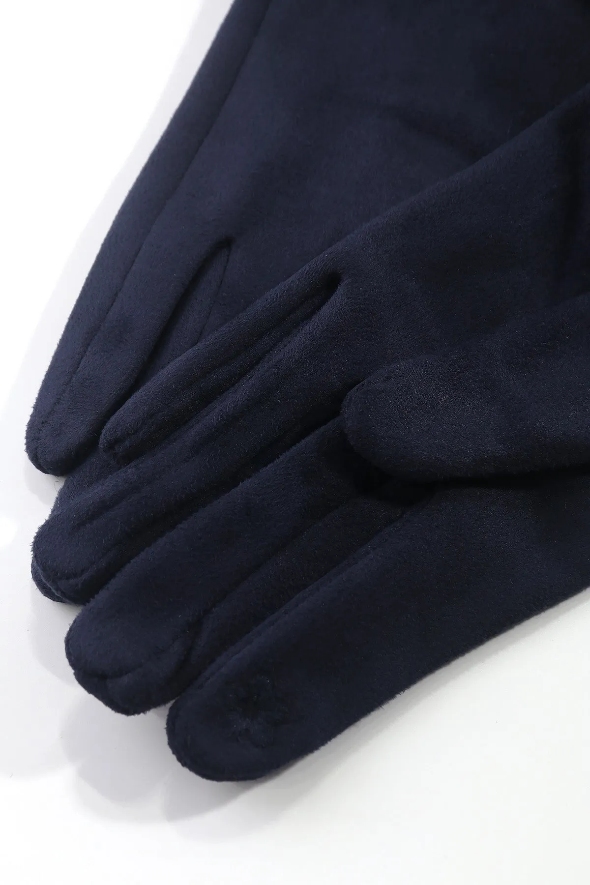 Faux Fur Cuff Glove in Navy