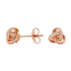 Georgini Love Knot Clear Cubic Zirconia Rose Gold Earrings