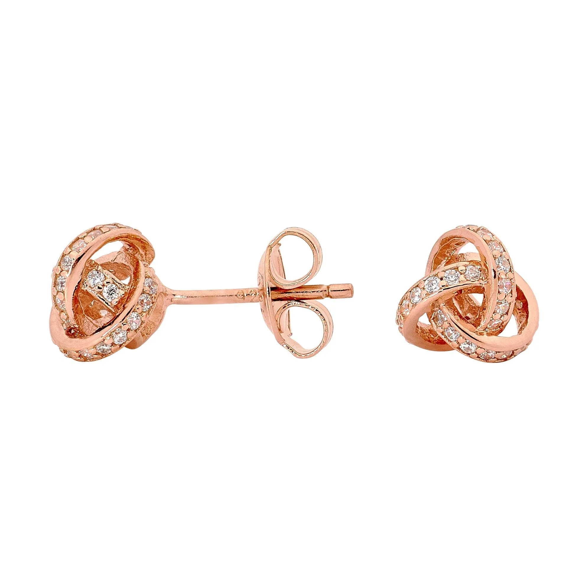Georgini Love Knot Clear Cubic Zirconia Rose Gold Earrings