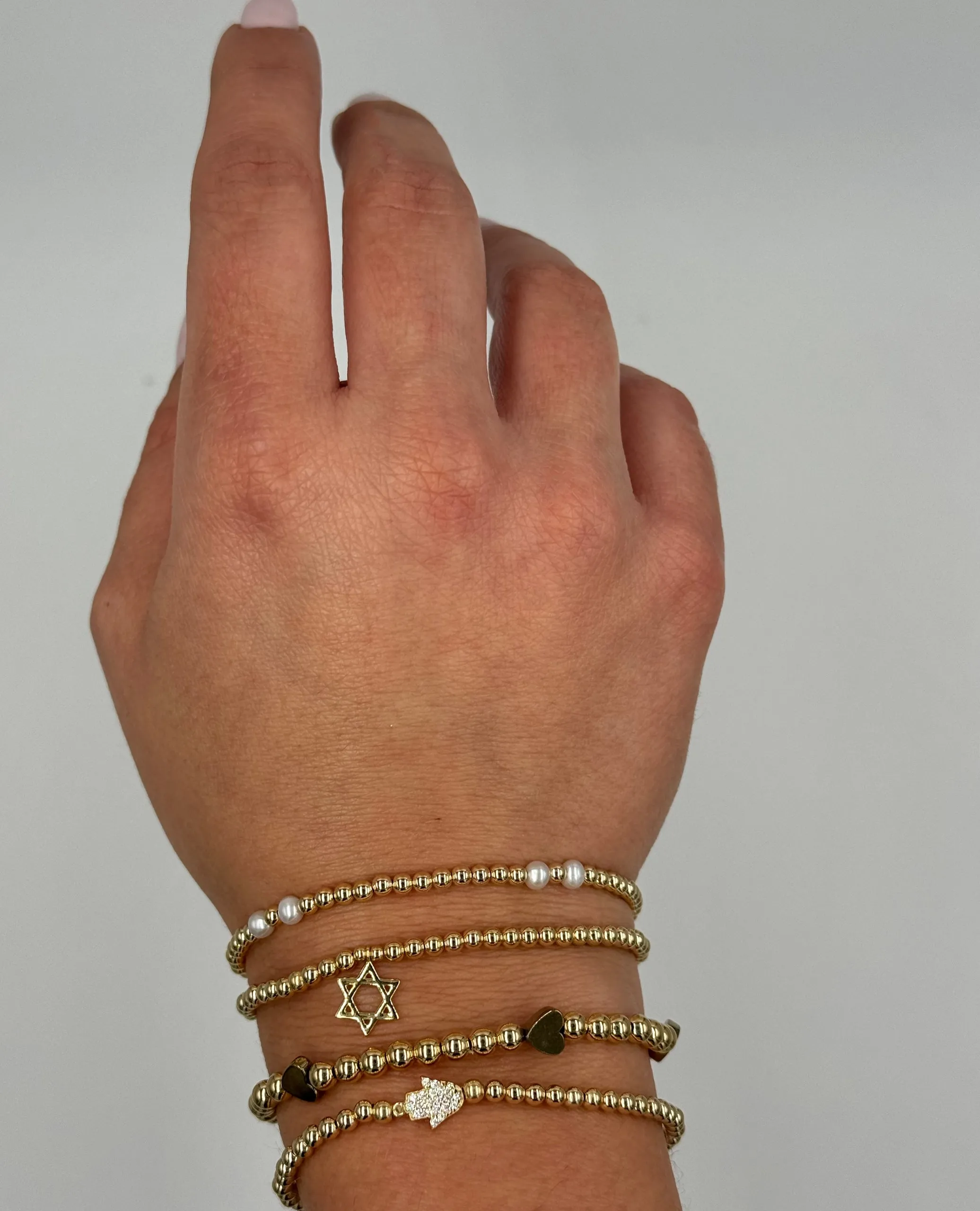 Gold Filled Stackable 4mm Ball Heart Bracelet