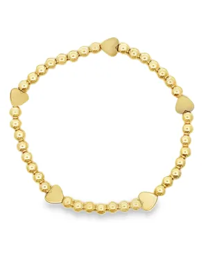 Gold Filled Stackable 4mm Ball Heart Bracelet